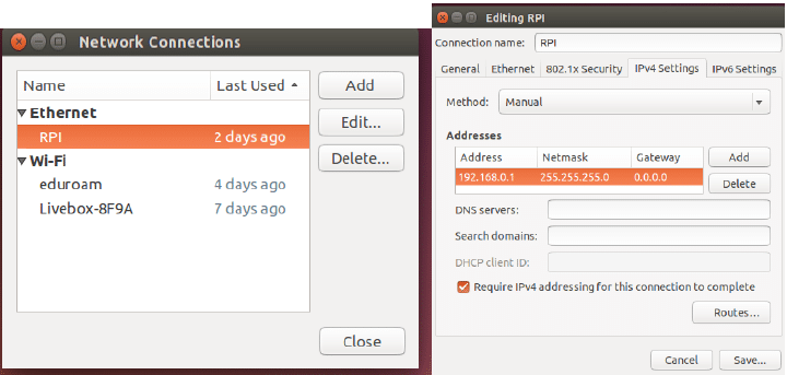 Configuration du réseau de déploiement sur le PC (Ubuntu 32 bits).